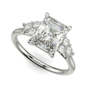 Brisa Radiant Cut Pave Cluster 4 Prong Engagement Ring Setting - Nivetta